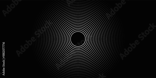 Create a bold look with a centric circle background featuring vector graphics of sound waves.