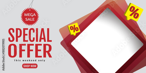 Colorful discount sale podium. Special offer composition.