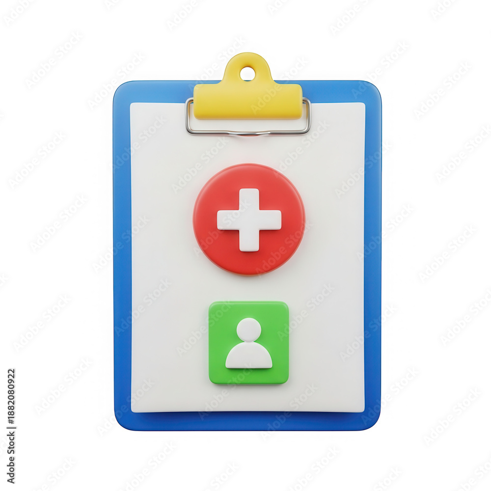 Obraz premium Clipboard with medical icons isolated on transparent background