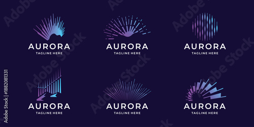 aurora logo set with gradient modern color branding design inspiration