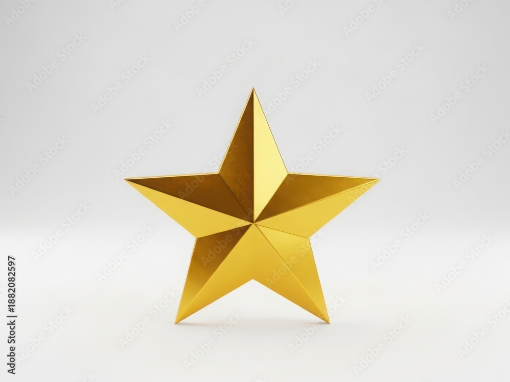 Fototapeta premium Intricate golden origami star against a plain white background
