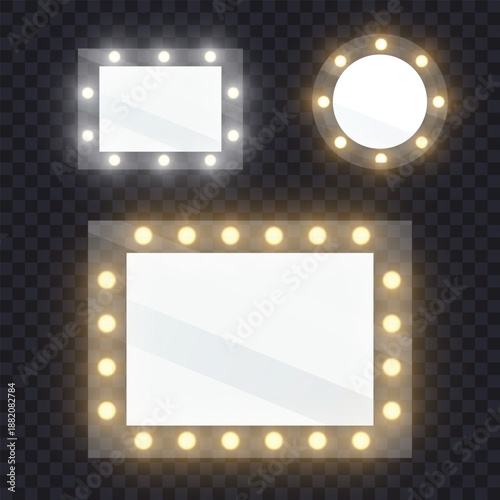 Glass with reflection effect in mockup style. Acrylic and glass texture with glare. Digital screen window frame with glossy lights effect. Gloss plastic screen, realistic mirror on transparent