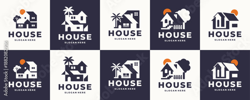 collection of houses logo design. inspiration home house silhouette style concept vector illustration.