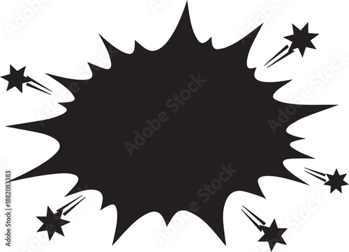 Explosion shape with stars and motion lines illustration vector silhouette