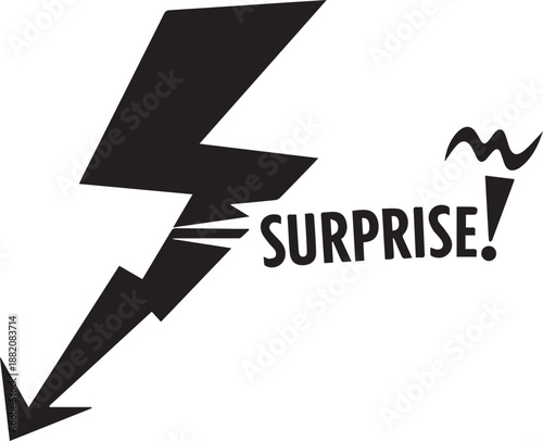 Surprise lightning bolt graphic with wavy lines and text illustration vector