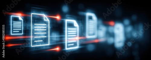 A glowing document marks secure management where each contract holds confidential information