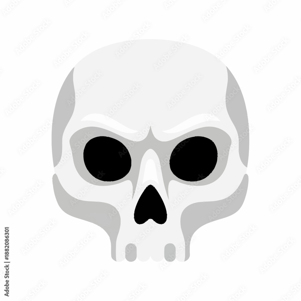 Fototapeta premium Stylized Human Skull Illustration with Dark Eye Sockets.