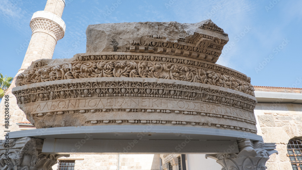 Obraz premium View on the ruins The Kesik Minare Cami, Broken Minaret Mosque, Korkut Cami , Antalya, Turkey