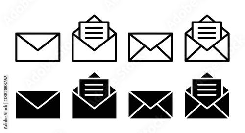 Email Icons Set Featuring Closed Open and Sending Envelopes Representing Communication Digital Messaging and Online Correspondence for Digital Communication