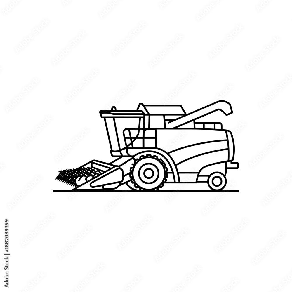 Fototapeta premium Combine Harvester Icon – Agricultural Machine for Crop Harvesting