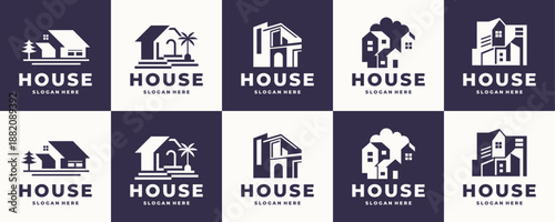 set of house logo design. inspiration real estate silhouette style concept vector illustration.