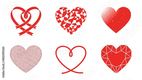 Collection of Various Red Heart Shapes.