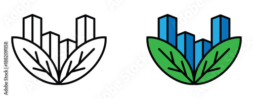 Sustainable City Green Urban Development Flat Vector Icon