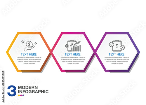 Infographic hexagon with 3 steps