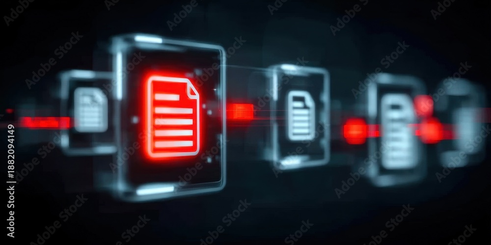 Naklejka premium This design shows management flow where contract and document glow secure confidential information