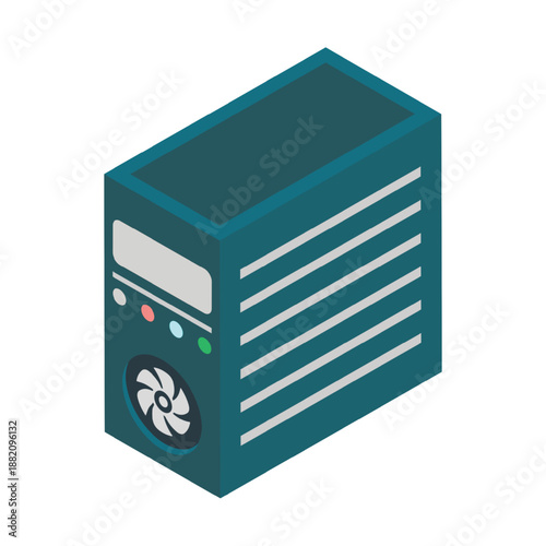 Isometric server tower unit vector illustration 