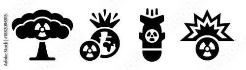 Nuclear Explosion Symbolizes Danger of Atomic Warfare Destruction and Devastation Nuclear Weapon Detonation and Radioactive Fallout Black and White