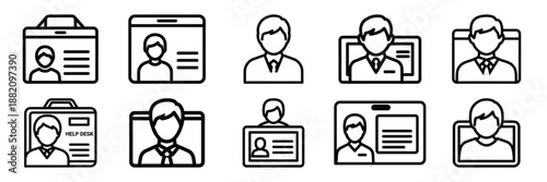 set of vector customer help desk icon. Customer service editable line icons set.