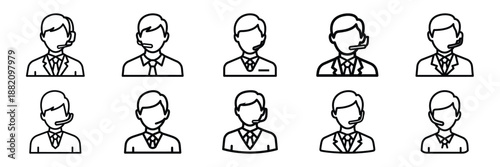 set of vector customer service improvement icon. Customer service editable line icons set.