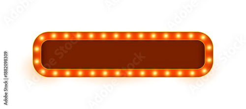 Vector isolated retro rectangle neon marquee billboard with bright show lights and vintage cinema border design perfect for advertising templates, wall-mounted decoration and theatrical promotional la
