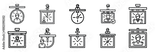set of vector customer service timeline icon. Customer service editable line icons set.