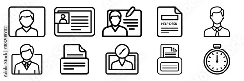 set of vector help desk response icon. Customer service editable line icons set.