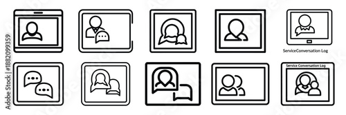 set of vector service conversation log icon. Customer service editable line icons set.