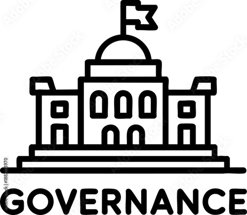 Governance Icon | Government Building Vector for Politics, Authority, Policy and Administration