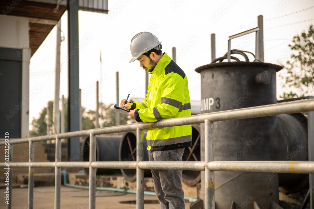 Fototapeta premium Engineer Monitoring Facility Condition During Industrial Inspection