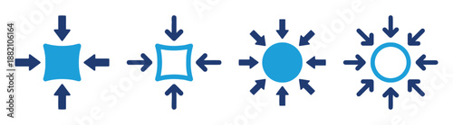 Vector Illustration of Pressure and Compression Concepts in Different Geometric Shapes an Explanatory Image with Arrows on White Backdrop a Long Design