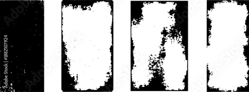 grunge rectangular texture frames with distressed, rough, and weathered edges for vintage design