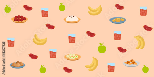 Ramadan Iftar Food Pattern  Traditional Festive Feast
