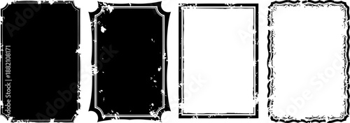set of vintage distressed frames with decorative borders and grunge texture effects
