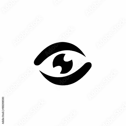 Minimalist black eye icon representing vision and insight.