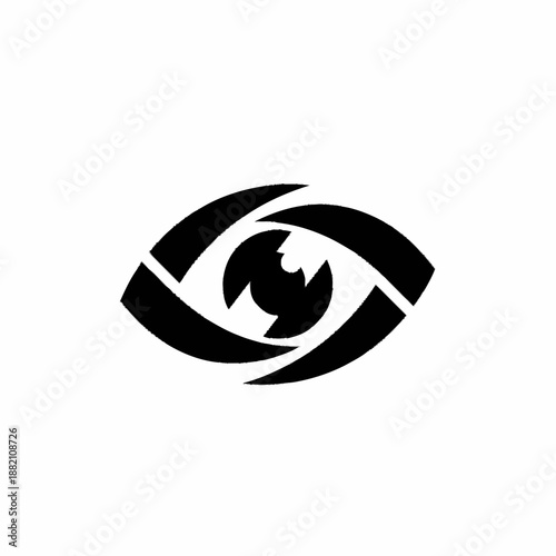 Stylized eye icon with shutter-like elements.