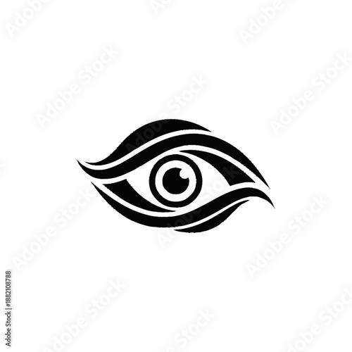 Stylized Eye Symbol with Wavy Eyelids and Concentric Pupil.