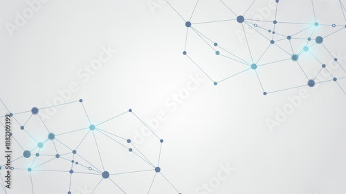 Wallpaper Mural white background with blue dots and lines digital network concept Torontodigital.ca