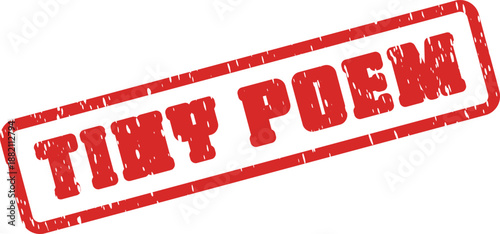 Tiny Poem Red Rubber Stamp Mark Representing Short Literary Works and Verses