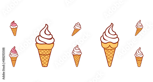 icecream, icecreamcone, ice cream, cone, dessert, sweet, cartoon, illustration, cute, fun, tasty, delicious, frozen, cold, summer, food, snack, treat, vanilla, chocolate, strawberry, scoop, wafflecone