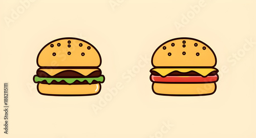 burger, hamburgericon, fastfood, food, meal, snack, junkfood, restaurant, diner, cafe, takeaway, streetfood, beefburger, cheeseburger, patty, bun, cheese, lettuce, tomato, onion, sauce, ketchup, musta