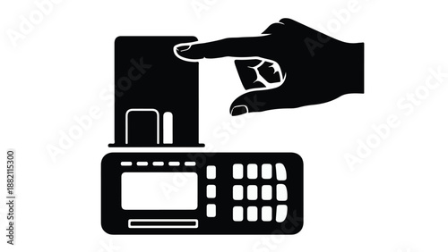 Hand holding credit card and using payment terminal machine for secure transaction in modern financial technology