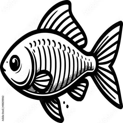 Fish Line Art Illustration – Simple Black and White Vector