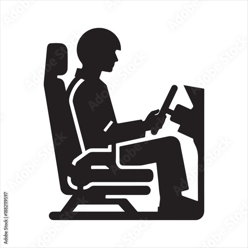 pilot in cockpit vector silhouette clip art icon design illustration