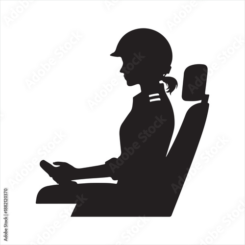 pilot in cockpit vector silhouette clip art icon design illustration