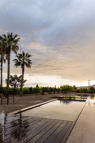 Sunset by the pool in Castellón de la Plana