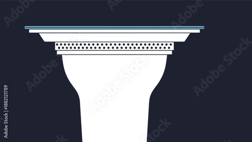Top section of a white classical architectural column capital is shown in a simplified graphic style on a dark solid background.