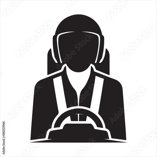 pilot in cockpit vector silhouette clip art icon design illustration