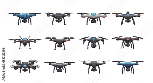 Pixelated Drone Array Against Black Background Displaying Varied Designs
