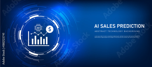 artificial intelligence help Sales Prediction in business with Futuristic Blue Concept