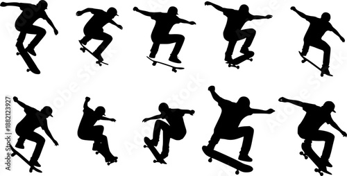 set of silhouettes of dancing people